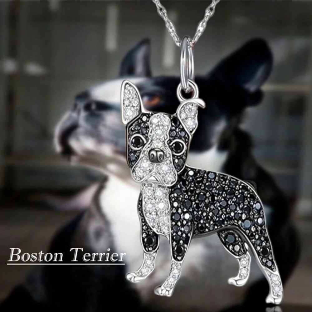 Boston‎ Terrier Rhinestone Necklace
